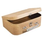 Rayher 67206000 Pappmaché Koffer, 24 x 16 x 8 cm, FSC zertifiziert, mit Metallgriff und Schnappverschluss, kleiner Koffer aus Pappmaché, Bastelkoffer, Utensilienkoffer, Pappmachébox, Natur  