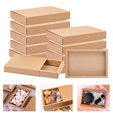 THATSRAD 12 Packung Kraftpapier Schubladenbox Geschenkbox Großbriefkartons Versandkartons 200*150*35mm Karton Geschenk Box Klein Geschenkschachtel für Gastgeschenke (Braun)  