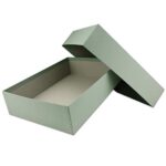 NEUSER PAPIER Hochwertige Aufbewahrungs- und Geschenkboxen - 1 Stück - DIN A4 - Eukalyptus (Grün) bezogen - 302 x 213 x 70 mm, Schul-/Studienabschluss  